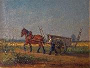 unknow artist Farmer with horse and cart USA oil painting artist
